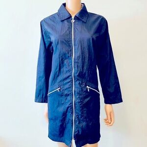 Diane Von Furstenberg Navy Blue raincover-up Midi Shirt Dress Women Small/Medium